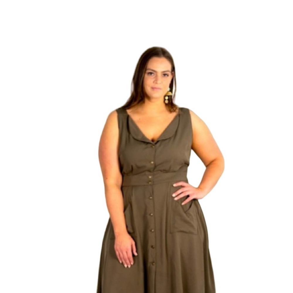 Field Day | Dress in Olive Green | s/m, small, medium | handmade | vintage sheet